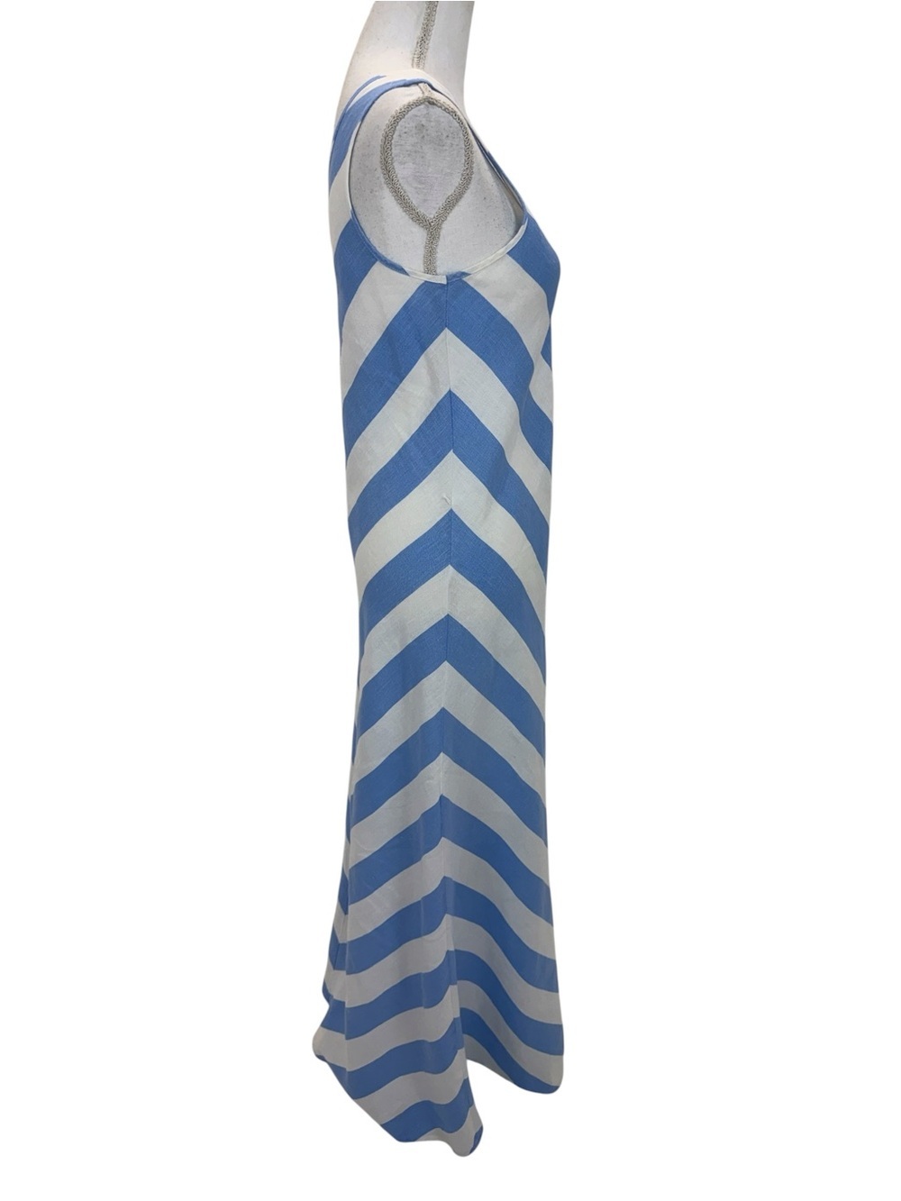 Neiman Marcus 100% Linen Striped Maxi Dress Small Blue/White - Picture 2 of 16